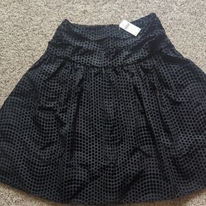Anthropologie Maeve Black Velvet Dot Skirt NWT Size 8
